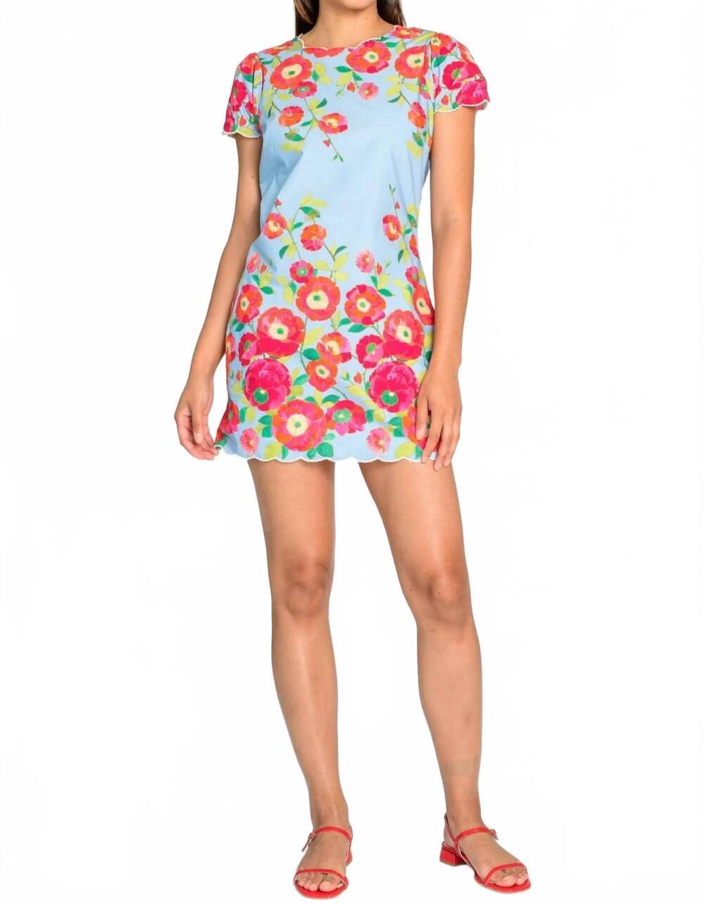 NEW ELIZABETH JAMES THE LABEL louisa mini dress in poppy patch blueberry